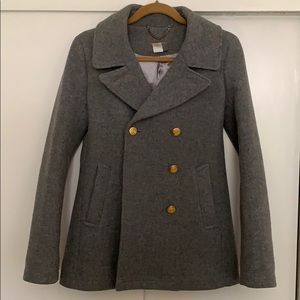 J. Crew double-breasted gray peacoat